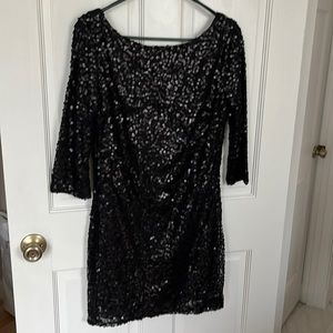 Jessica Howard Black Sequin Mini Dress with Low Back